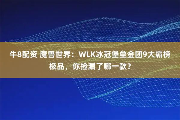 牛8配资 魔兽世界：WLK冰冠堡垒金团9大霸榜极品，你捡漏了哪一款？